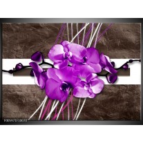 Foto canvas schilderij Orchidee | Paars, Grijs, Wit 