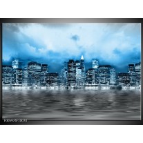 Foto canvas schilderij Stad | Blauw, Grijs, Wit 