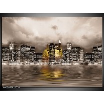 Foto canvas schilderij Stad | Geel, Grijs, Wit 