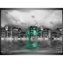 Foto canvas schilderij Stad | Groen, Grijs, Wit 