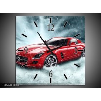 Wandklok op Canvas Mercedes | Kleur: Wit, Rood, Zwart | F005978C