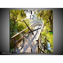 Wandklok op Canvas Brug | Kleur: Groen | F005991C