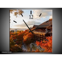 Wandklok op Canvas Natuur | Kleur: Bruin, Grijs | F006004C