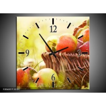 Wandklok op Canvas Appels | Kleur: Groen, Rood, Bruin | F006007C