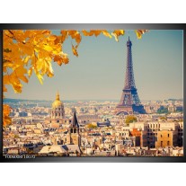 Glas schilderij Parijs | Oranje, Bruin 