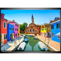 Glas schilderij Venetië | Blauw, Rood, Roze 