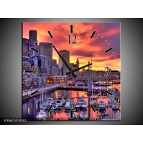 Wandklok op Canvas Haven | Kleur: Oranje, Rood, Grijs | F006013C