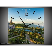 Wandklok op Canvas Natuur | Kleur: Groen, Blauw | F006022C