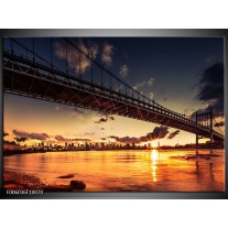 Foto canvas schilderij Brug | Oranje, Bruin, Geel 