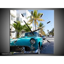 Wandklok op Canvas California | Kleur: Groen, Blauw, Wit | F006044C