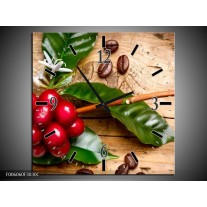 Wandklok op Canvas Keuken | Kleur: Rood, Groen, Bruin | F006060C