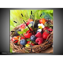 Wandklok op Canvas Fruit | Kleur: Groen, Rood | F006061C