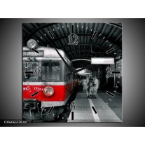 Wandklok op Canvas Trein | Kleur: Rood, Grijs | F006066C