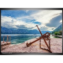 Glas schilderij Aker | Blauw, Grijs, Bruin 