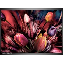 Foto canvas schilderij Tulpen | Roze, Paars 