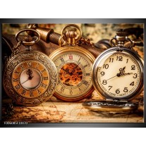 Foto canvas schilderij Klok | Bruin, Creme, Oranje 