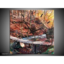 Wandklok op Canvas Herfst | Kleur: Geel, Bruin | F006098C