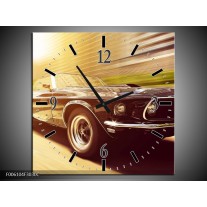 Wandklok op Canvas Mustang | Kleur: Groen, Geel | F006104C