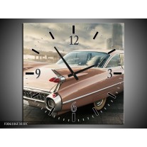 Wandklok op Canvas Oldtimer | Kleur: Bruin, Grijs | F006106C