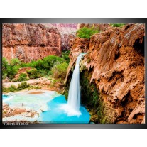 Foto canvas schilderij Waterval | Blauw, Bruin 