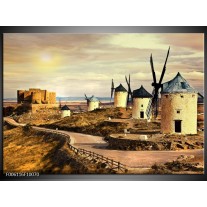 Foto canvas schilderij Molen | Bruin, Creme 