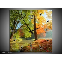 Wandklok op Canvas Herfst | Kleur: Oranje, Bruin, Groen | F006117C