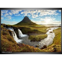 Foto canvas schilderij Waterval | Blauw, Bruin 