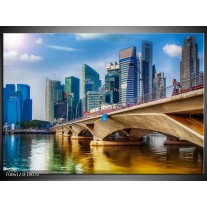 Foto canvas schilderij Singapore | Blauw, Groen, Bruin 