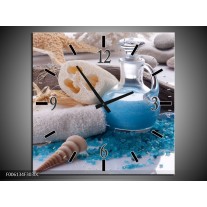 Wandklok op Canvas Spa | Kleur: Blauw, Wit | F006134C