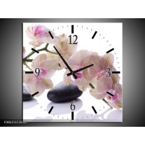 Wandklok op Canvas Orchidee | Kleur: Wit, Zwart, Roze | F006151C