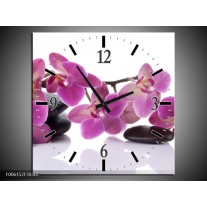 Wandklok op Canvas Orchidee | Kleur: Paars, Wit | F006152C