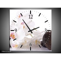 Wandklok op Canvas Orchidee | Kleur: Wit, Zwart | F006153C