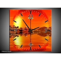 Wandklok op Canvas Steden | Kleur: Oranje, Rood, Geel | F006162C