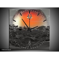 Wandklok op Canvas Steden | Kleur: Rood, Zwart, Grijs | F006163C