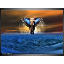 Foto canvas schilderij Olifant | Blauw, Bruin 