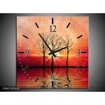 Wandklok op Canvas Abstract | Kleur: Rood, Geel | F006174C