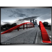 Foto canvas schilderij Brug | Rood, Grijs 