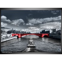 Foto canvas schilderij Brug | Rood, Grijs 