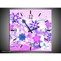 Wandklok op Canvas Abstract | Kleur: Roze, Paars, Wit | F006197C