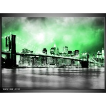 Foto canvas schilderij Brug | Grijs, Groen 