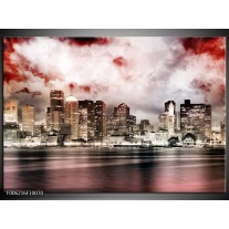 Foto canvas schilderij Wolkenkrabber | Grijs, Rood, Bruin 