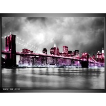 Foto canvas schilderij Brug | Paars, Roze, Grijs 