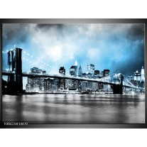 Glas schilderij Brug | Blauw, Grijs 