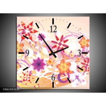 Wandklok op Canvas Abstract | Kleur: Roze, Paars, Oranje | F006234C