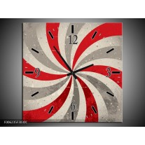 Wandklok op Canvas Abstract | Kleur: Grijs, Rood | F006235C