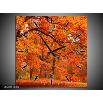 Wandklok op Canvas Herfst | Kleur: Bruin, Oranje | F006250C