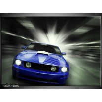 Glas schilderij Mustang | Blauw, Grijs 