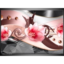 Glas schilderij Bloem | Roze, Grijs 