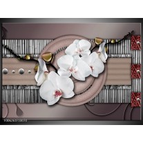 Foto canvas schilderij Orchidee | Bruin, Wit, Grijs 