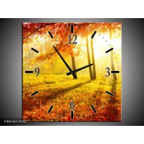 Wandklok op Canvas Natuur | Kleur: Bruin, Geel, Rood | F006266C